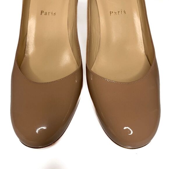 Christian Louboutin Lady Gena Nude Patent Leather Pump Heels EU 38.5 US 8.5 - Picture 4 of 10
